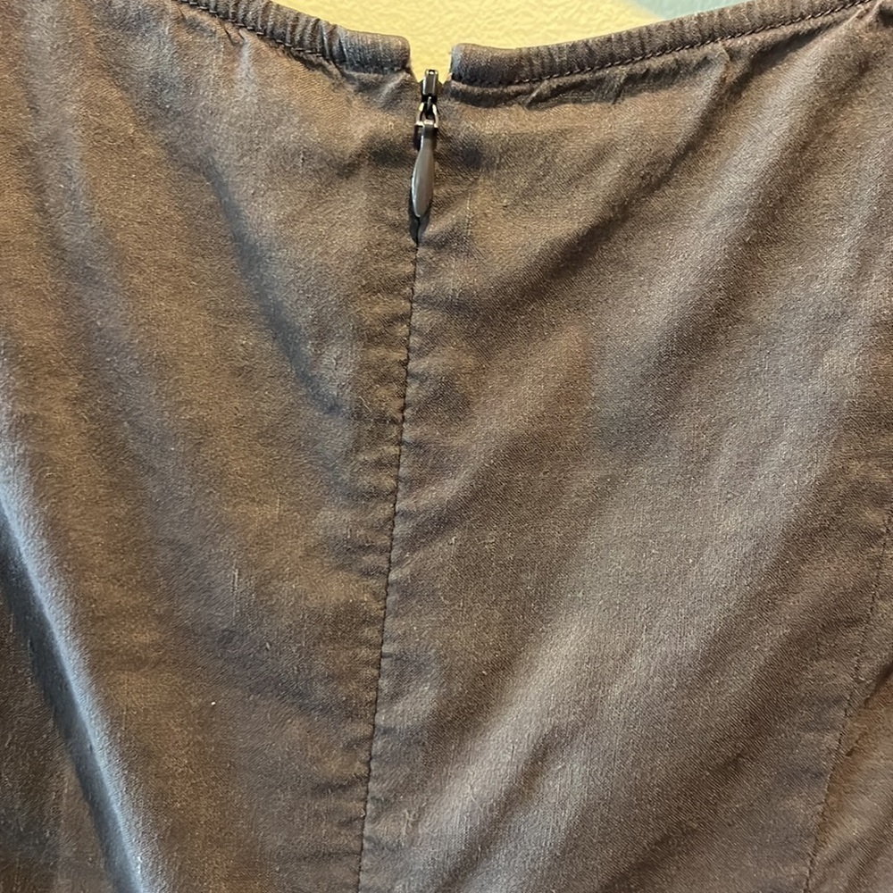 Theory Linen blend vertically pleated dress Scoopneck Dark taupe Size 8 EUC - Picture 7 of 7